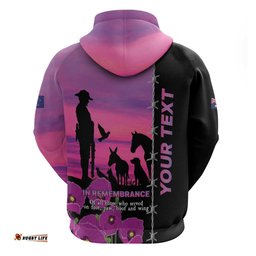 RugbyLife Shop Personalised ANZAC War Animals Hoodie Lest We Forget Memorial LT15