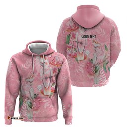 RugbyLife Shop Personalised Galah Cockatoo Eucalyptus Flowers Hoodie Australian Breast Cancer Spirit LT9