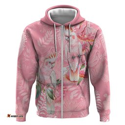 RugbyLife Shop Personalised Galah Cockatoo Eucalyptus Flowers Hoodie Australian Breast Cancer Spirit LT9