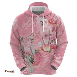 RugbyLife Shop Personalised Galah Cockatoo Eucalyptus Flowers Hoodie Australian Breast Cancer Spirit LT9