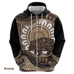RugbyLife Shop Indigenous Echidna Australia Hoodie Australian Aboriginal Art Proud LT14