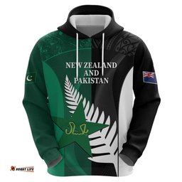 RugbyLife Shop Custom New Zealand And Pakistan Cricket Hoodie 2025 Black Cap Shaheens Together LT14