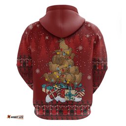 RugbyLife Shop Funny Kiwi Bird Xmas Tree Hoodie New Zealand Tribal Christmas Spirit LT9