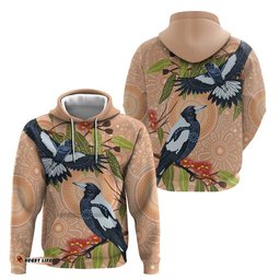 RugbyLife Shop Magpies On Eucalyptus Australia Aboriginal Hoodie LT7