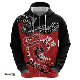 RugbyLife Shop Personalised Aotearoa Toitu Te Tiriti Hoodie Taniwha Tribal Motifs LT03