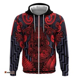 RugbyLife Shop Custom New Zealand Taiaha Maori Hoodie Whero Minimalist Silver Fern Tukutuku Motif LT9