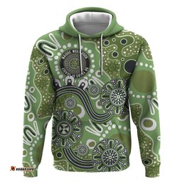 RugbyLife Shop Personalised NAIDOC Week 50 Years Deadly Always Hoodie Green Aboriginal Artwork Dot Painting LT9