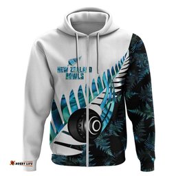 RugbyLife Shop New Zealand Lawn Bowls Custom Hoodie Aotearoa Silver Fern Paua Shell LT14