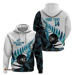 RugbyLife Shop New Zealand Lawn Bowls Custom Hoodie Aotearoa Silver Fern Paua Shell LT14
