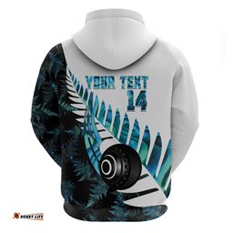 RugbyLife Shop New Zealand Lawn Bowls Custom Hoodie Aotearoa Silver Fern Paua Shell LT14