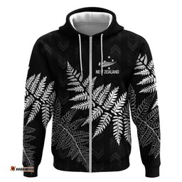 RugbyLife Shop New Zealand Lawn Bowls Personalized Hoodie Wrap-Around Silver Fern LT7