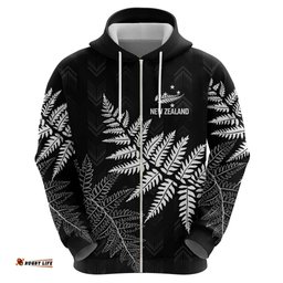 RugbyLife Shop New Zealand Lawn Bowls Personalized Hoodie Wrap-Around Silver Fern LT7