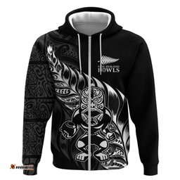 RugbyLife Shop New Zealand Lawn Bowls Custom Hoodie Black Maori Warrior Tribal Silver Fern LT9
