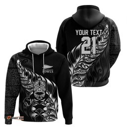 RugbyLife Shop New Zealand Lawn Bowls Custom Hoodie Black Maori Warrior Tribal Silver Fern LT9