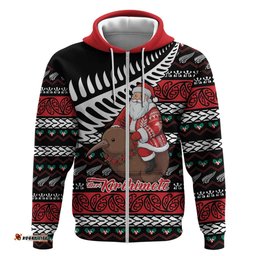 RugbyLife Shop New Zealand Kiwi Santa Christmas Hoodie He Wairua Kirihimete LT9