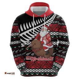 RugbyLife Shop New Zealand Kiwi Santa Christmas Hoodie He Wairua Kirihimete LT9
