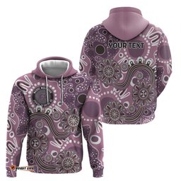 RugbyLife Shop Personalised NAIDOC Week 50 Years Deadly Always Hoodie Pink Aboriginal Artwork Dot Painting LT9