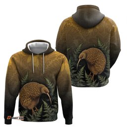 RugbyLife Shop New Zealand Kiwi Bird Hoodie Silver Fern Mix Maori Pattern LT05