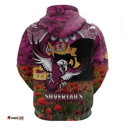 RugbyLife Shop Personalised Sea Eagles Rugby ANZAC Day Hoodie Last Post Poppy We Will Remember Them LT14