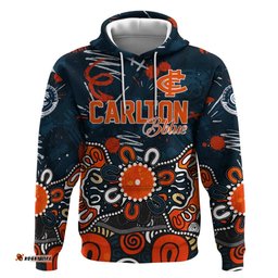 RugbyLife Shop Personalized Carlton Blues Hoodie Aboriginal Dot Painting Graffiti Style TS04