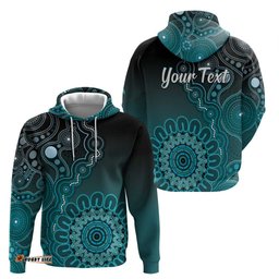 RugbyLife Shop Personalised Ovarian Cancer Awareness Hoodie Teal Ribbon Aboriginal Art LT05