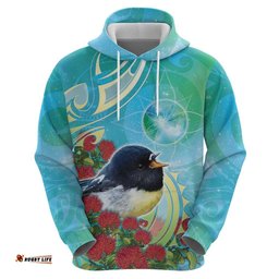 RugbyLife Shop New Zealand Tomtit Hoodie Maori Koru With Pohutukawa Galaxy Style LT05