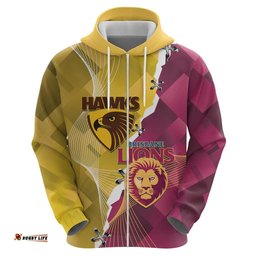 RugbyLife Shop Personalised Hawks and Lions Inspired Hoodie Dynamic Style LT14
