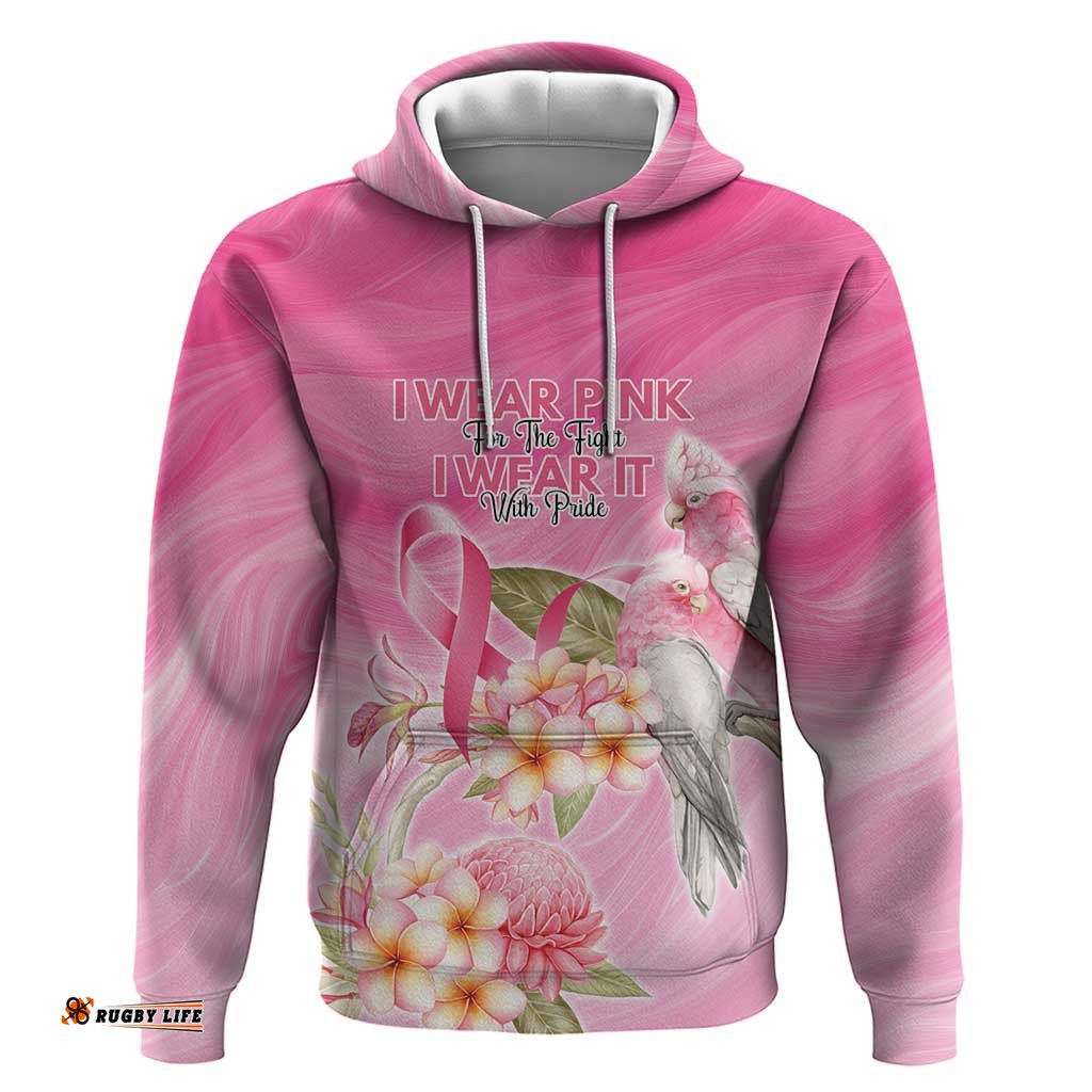 RugbyLife Shop Personalised I Wear Pink For The Fight Hoodie Australian Breast Cancer Spirit LT9