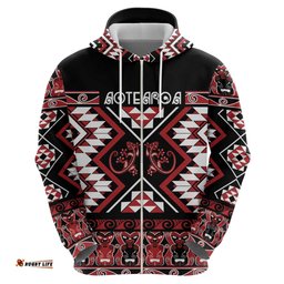 RugbyLife Shop Personalised Aotearoa Waitangi Hoodie Taniko Motifs - Mania Gecko LT7