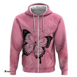 RugbyLife Shop Personalised Australia Breast Cancer Awareness Hoodie Pink Ribbon Butterfly Opal Pattern LT14