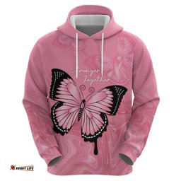 RugbyLife Shop Personalised Australia Breast Cancer Awareness Hoodie Pink Ribbon Butterfly Opal Pattern LT14