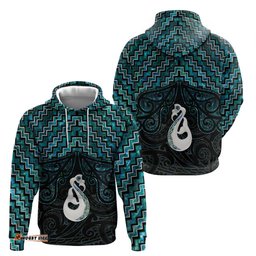 RugbyLife Shop New Zealand Maori Hoodie Poutama Manaia Turquoise Paua Shell LT05