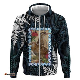 RugbyLife Shop New Zealand Weka Hoodie Maori Hen Koru Pattern LT05