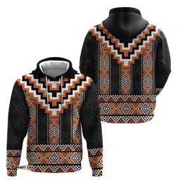 RugbyLife Shop Orange Taniko Pattern Aotearoa Hoodie Niho Taniwha Mix Poutama LT14