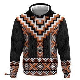 RugbyLife Shop Orange Taniko Pattern Aotearoa Hoodie Niho Taniwha Mix Poutama LT14