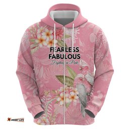 RugbyLife Shop Personalised Galah Cockatoo Fighting in Pink Hoodie Australian Breast Cancer Spirit LT9