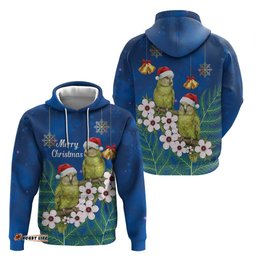 RugbyLife Shop New Zealand Kakapo Christmas Hoodie Owl Parrot Santa Sliver Fern Manuka - Blue LT14