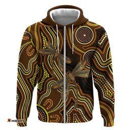 RugbyLife Shop Orange Indigenous Dragonfly Australia Hoodie Aboriginal Art LT14