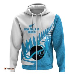 RugbyLife Shop New Zealand Lawn Bowls Prostate Cancer Custom Hoodie Aotearoa Maori Silver Fern Blue Ribbon LT14