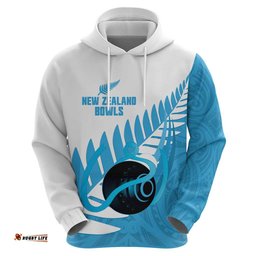 RugbyLife Shop New Zealand Lawn Bowls Prostate Cancer Custom Hoodie Aotearoa Maori Silver Fern Blue Ribbon LT14