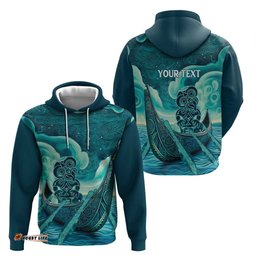RugbyLife Shop Personalised New Zealand Waitangi Day Hoodie Hei Tiki With Maori Waka - Whakarare Pattern LT14