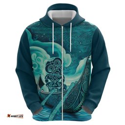 RugbyLife Shop Personalised New Zealand Waitangi Day Hoodie Hei Tiki With Maori Waka - Whakarare Pattern LT14