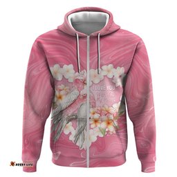 RugbyLife Shop Personalised Pink Galah Australia Valentine's Day Hoodie I Love You With All My Heart LT14