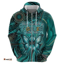 RugbyLife Shop Personalised Ovarian Cancer Awareness Hoodie This Is What A Fighter Looks Like DT05