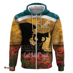 RugbyLife Shop Personalised Wallabies ANZAC Day Hoodie Last Post Poppy Lest We Forget LT14