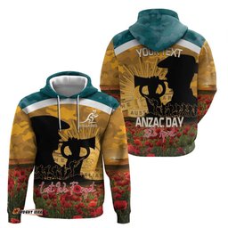 RugbyLife Shop Personalised Wallabies ANZAC Day Hoodie Last Post Poppy Lest We Forget LT14
