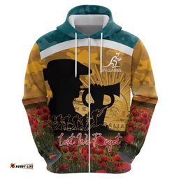 RugbyLife Shop Personalised Wallabies ANZAC Day Hoodie Last Post Poppy Lest We Forget LT14