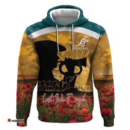 RugbyLife Shop Personalised Wallabies ANZAC Day Hoodie Last Post Poppy Lest We Forget LT14