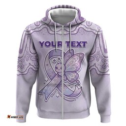 RugbyLife Shop Personalised Epilepsy Awareness Alphabet Hoodie Purple Ribbon Butterfly Cute Style DT05