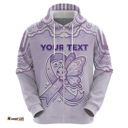 RugbyLife Shop Personalised Epilepsy Awareness Alphabet Hoodie Purple Ribbon Butterfly Cute Style DT05